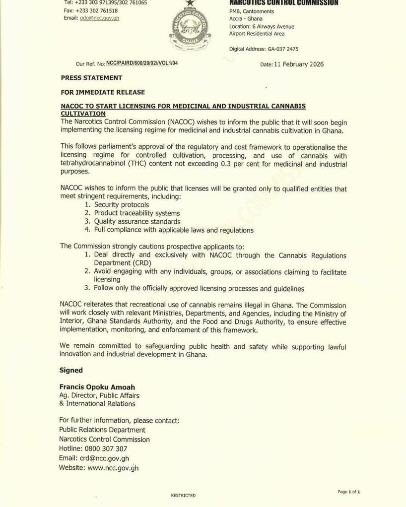 Ghana Opens Applications for Legal Cannabis Cultivation and Industry Licenses