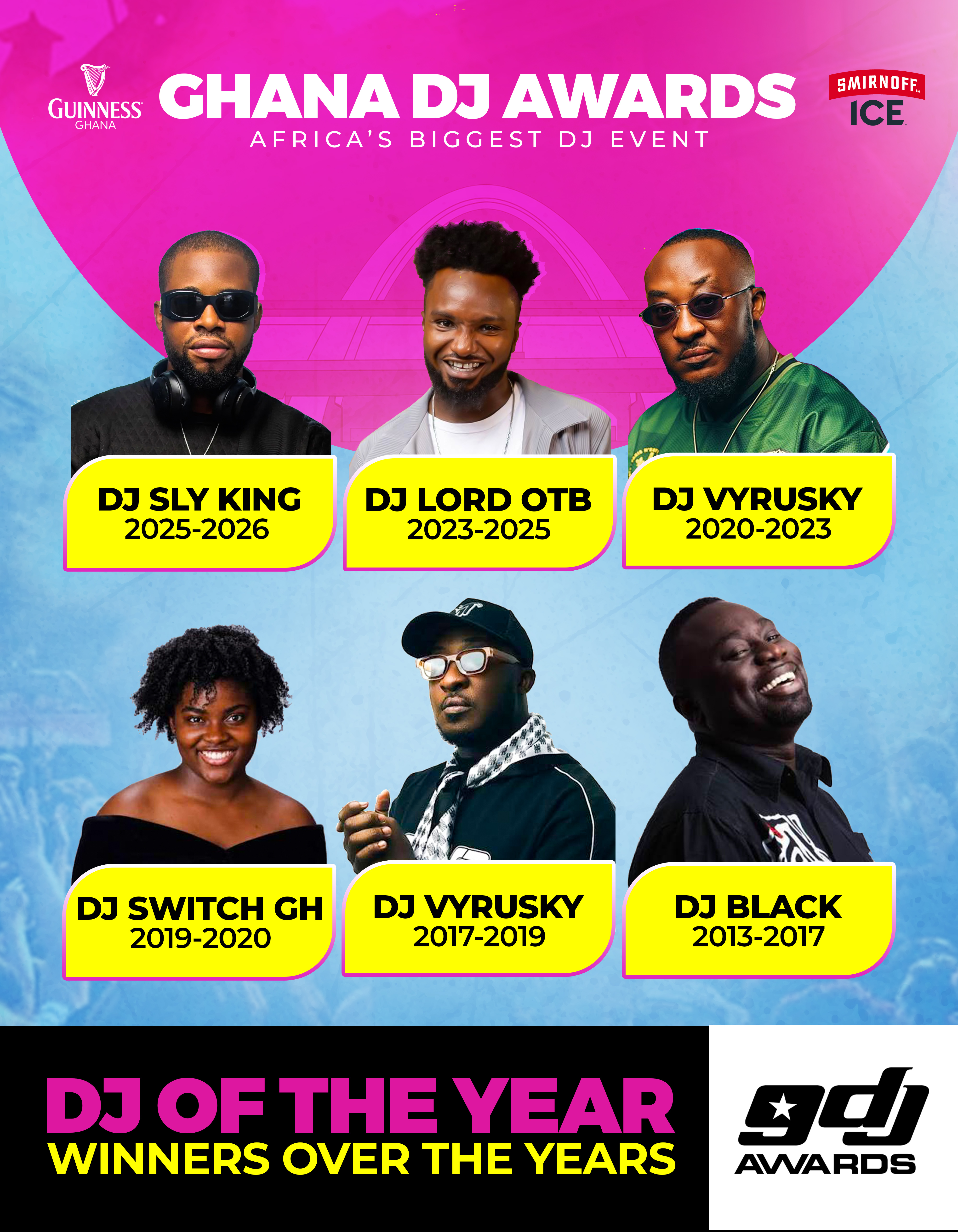 GUINNESS GHANA DJ AWARDS: A LOOK AT THE DJ OF THE YEAR WINNERS OVER THE YEARS — WHO'S NEXT?